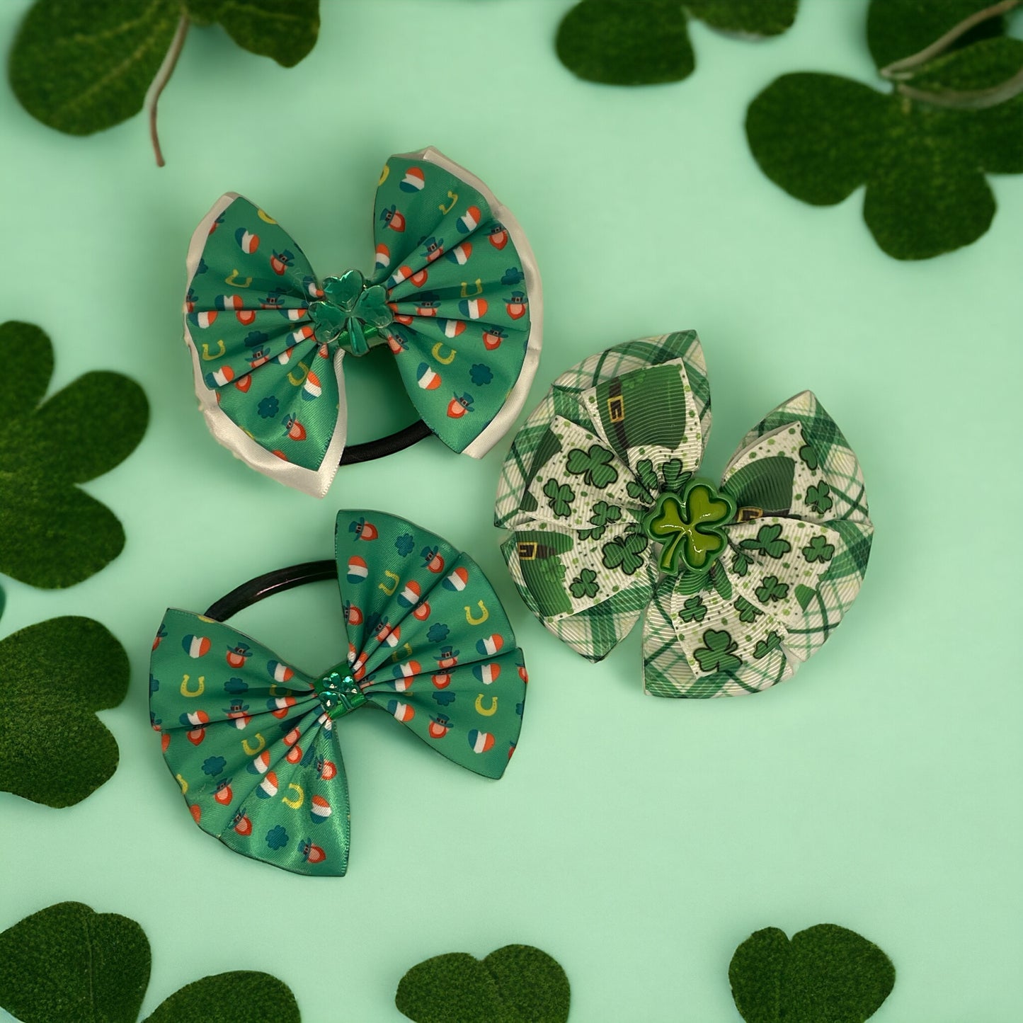 St Patrick's day themed hair bow bobble