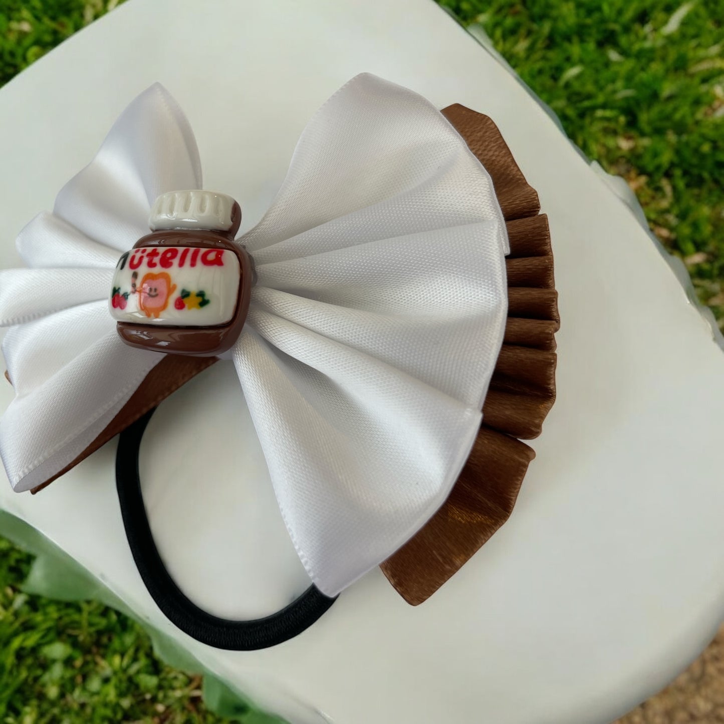 Chocolate spread themed hair bow bobble