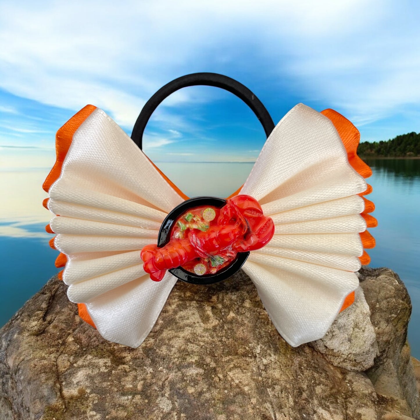 Lobster themed hair bow bobble