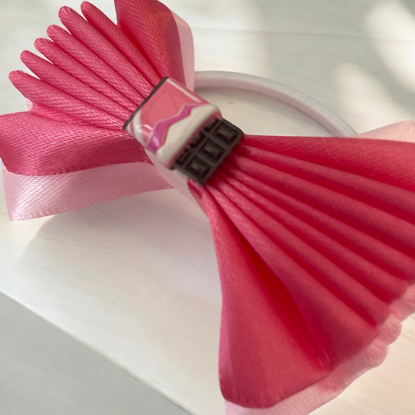 Chocolate themed hair bow bobble