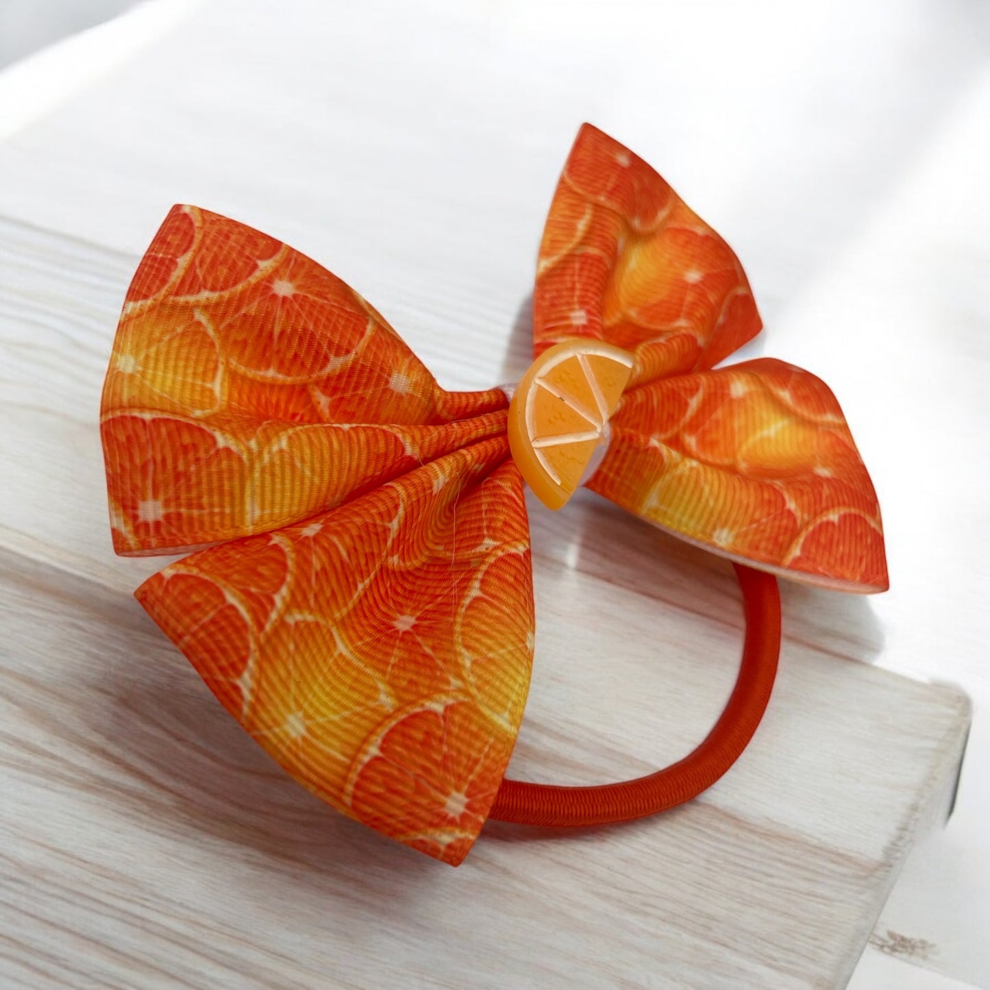 Orange themed hair bow bobble/clip