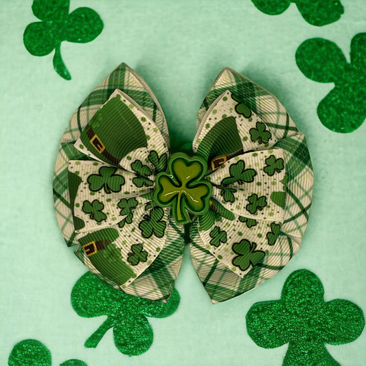 St Patrick's Day themed hair bow clip