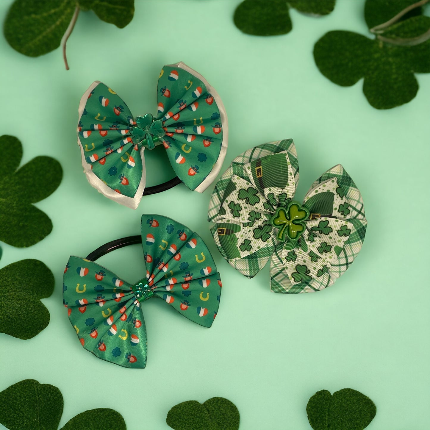 St Patrick's Day themed hair bow clip