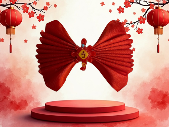 Chinese new year themed hair bow clip