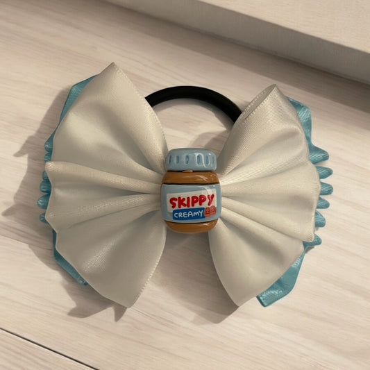 Peanut butter themed hair bow bobble