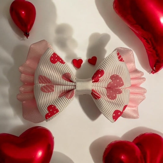 Valentine themed hair bow clip