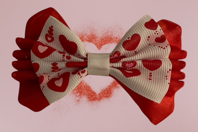 Valentine themed hair bow clip