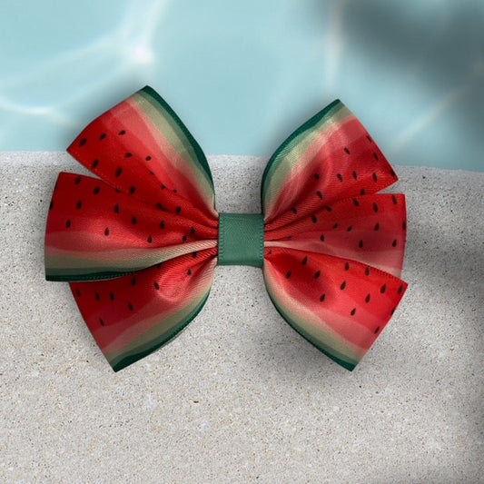 Watermelon themed hair bow clip